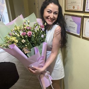 букет белых и розовых эустом в Днепре фото
