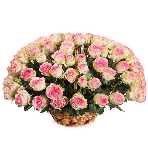 Фото товара 101 розовая роза в корзине в Днепре