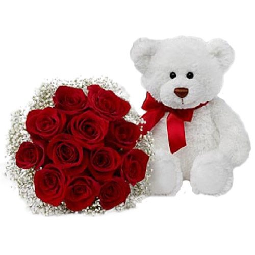 Фото товара Букет "Парижанка" та білий ведмедик в Днепре