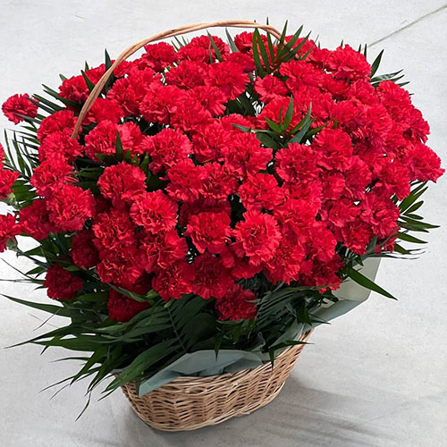 Фото товара 100 гвоздик у кошику в Днепре